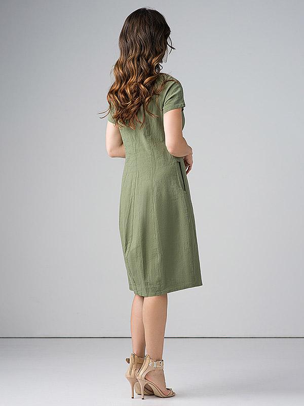 Lega elastīga lina kleita līdz jostasvietai "Angelina Green"