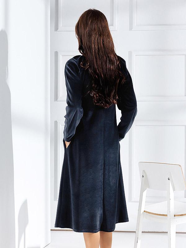 Lega kokvilnas brīvi krītoša kleita "Melisa Black Velour"