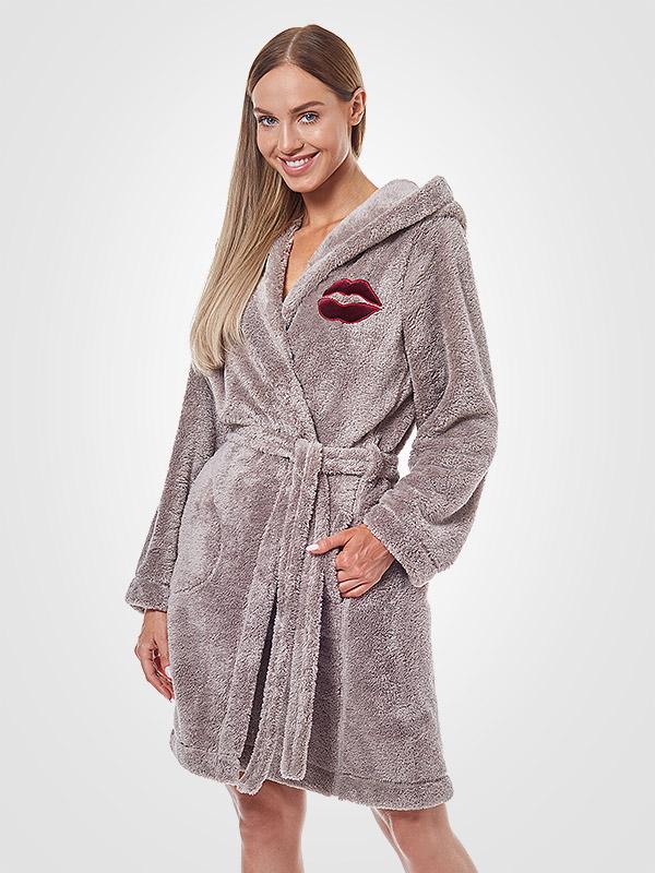 L&L īss halāts ar kapuci "Demetra Opal Grey"