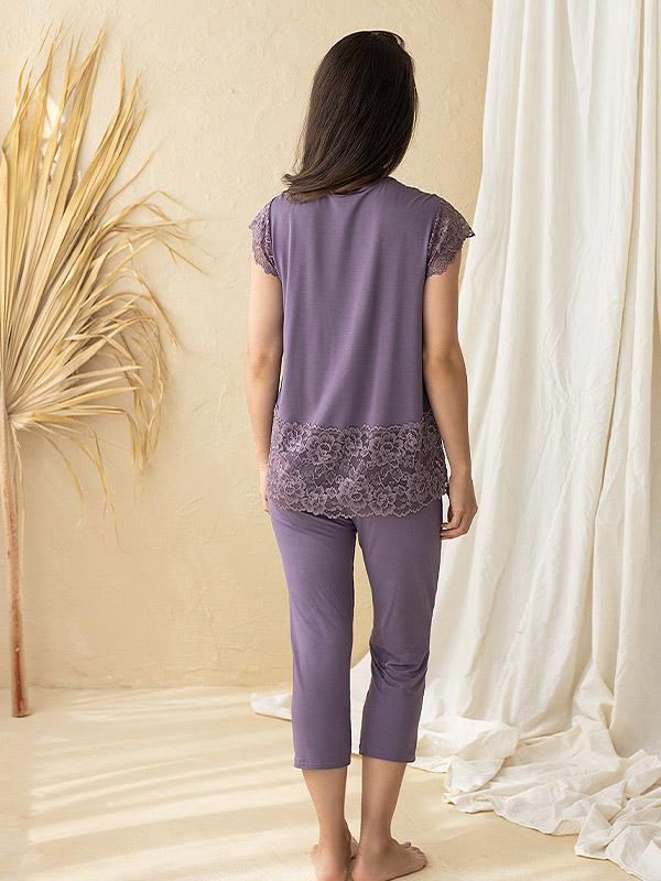 Lega viskozes pidžama ar mežģīnēm "Jovana Light Violet"