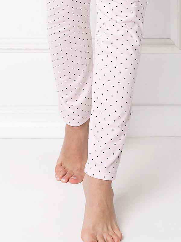 Aruelle kokvilnas pidžama "Grace Long Grey - Pink - Black Dots"
