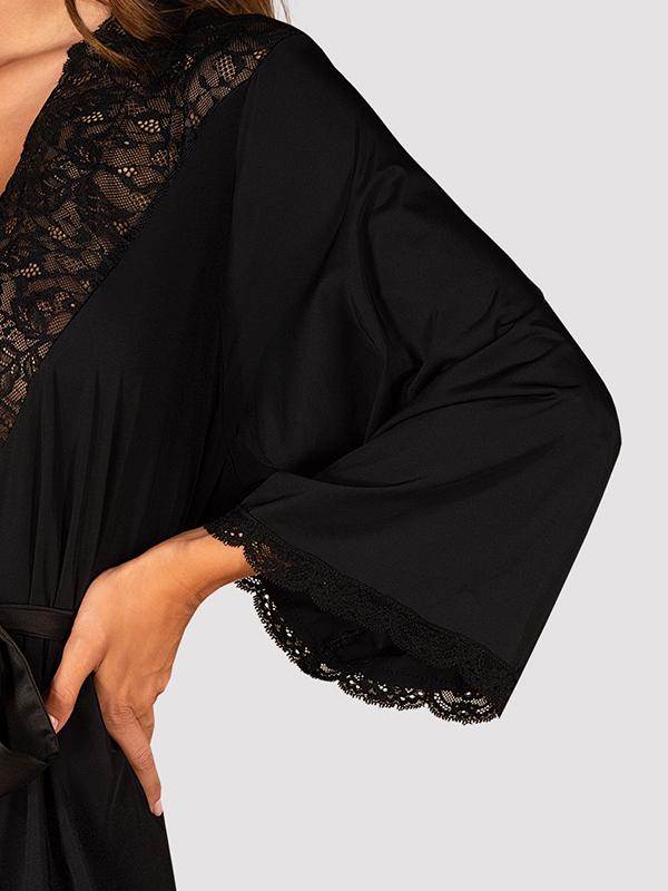 Obsessive сексуальный халат с кружевом "Bellastia Black"