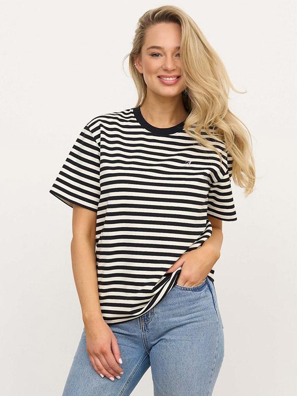 Atella T-krekls ar kokvilnu "Linda White - Black Stripes"
