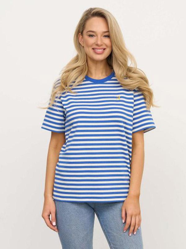 Atella T-krekls ar kokvilnu "Linda Blue - White Stripes"