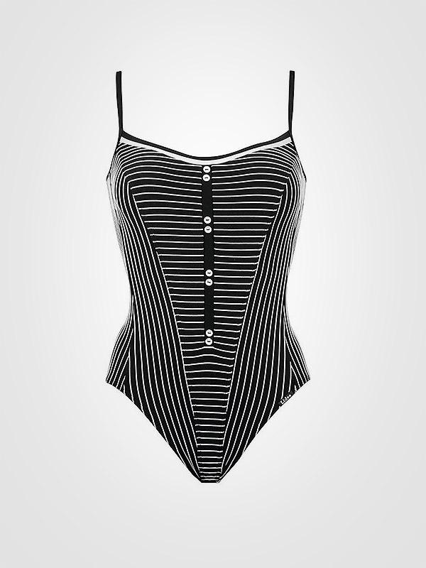 Lidea viendaļīgs peldkostīms "Monochrome Avenue Black - White Stripes"