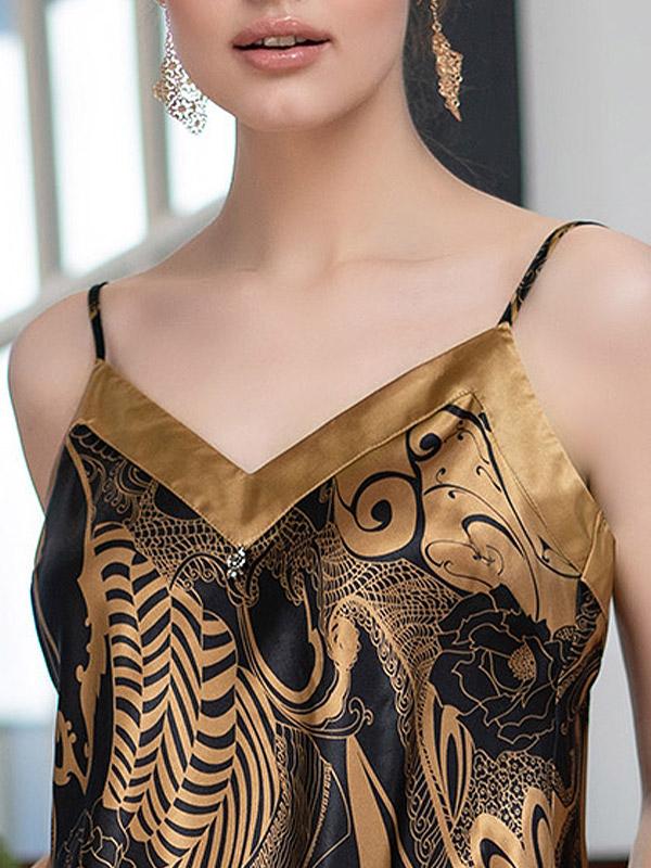 MiaMia zīda pidžama "Antika Black - Gold"