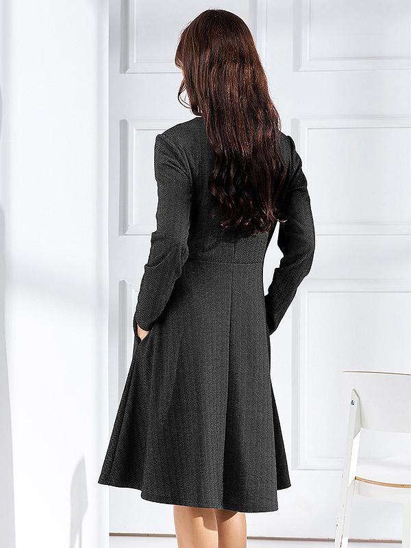 Lega A silueta kleita "Ophelia Black - Graphite Chevron Tweed"
