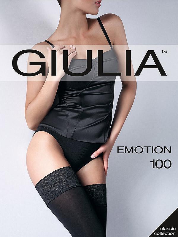 Giulia pielīpošas necaurspīdīgas matētas zeķes ar mežģīņu joslu "Emotion 100 Den Nero"