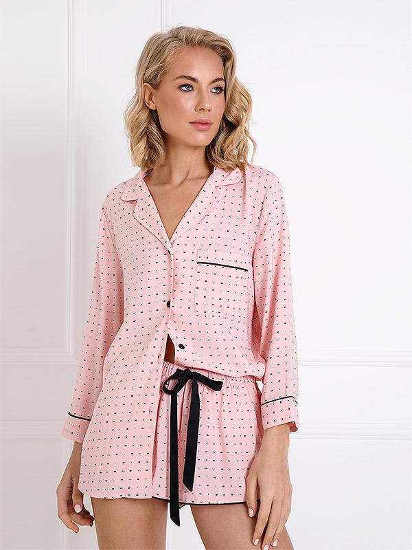 Aruelle viskozes pidžama "Charlotte Short Pink - Black"