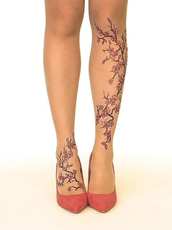 Stop & Stare колготки с татуировкой "Charry Blossoms 20 Den Sun"