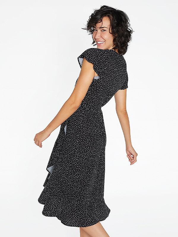 Ysabel Mora sasienama viskozes kleita "Kayla Black - White Dots"