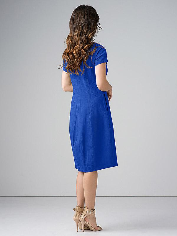 Lega elastīga lina kleita līdz jostasvietai "Angelina Royal Blue"