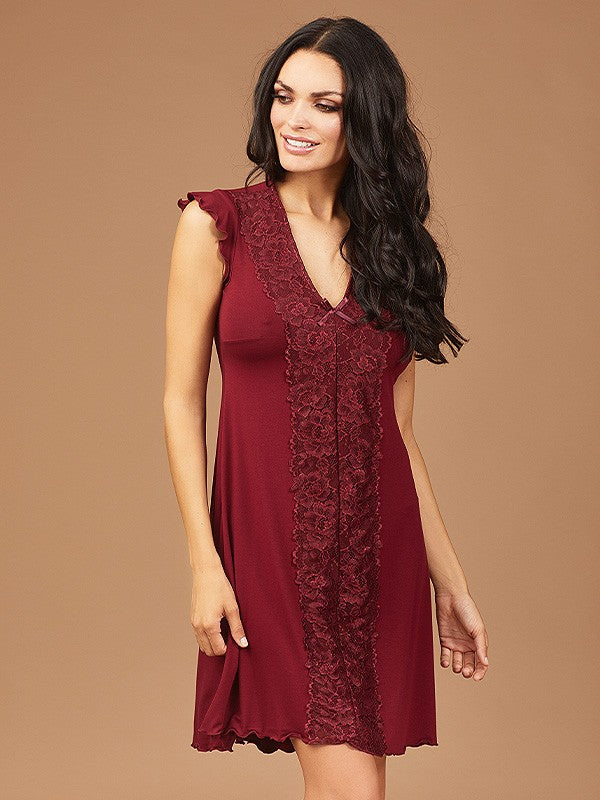Lega Viscose Nightdress Julieta Bordeaux