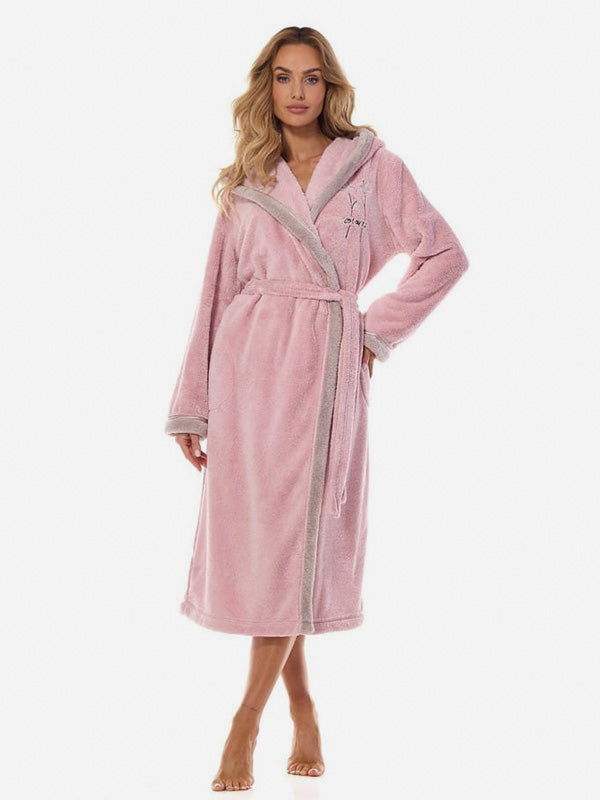 L&L Long Hooded Robe Tess Long Light Pink