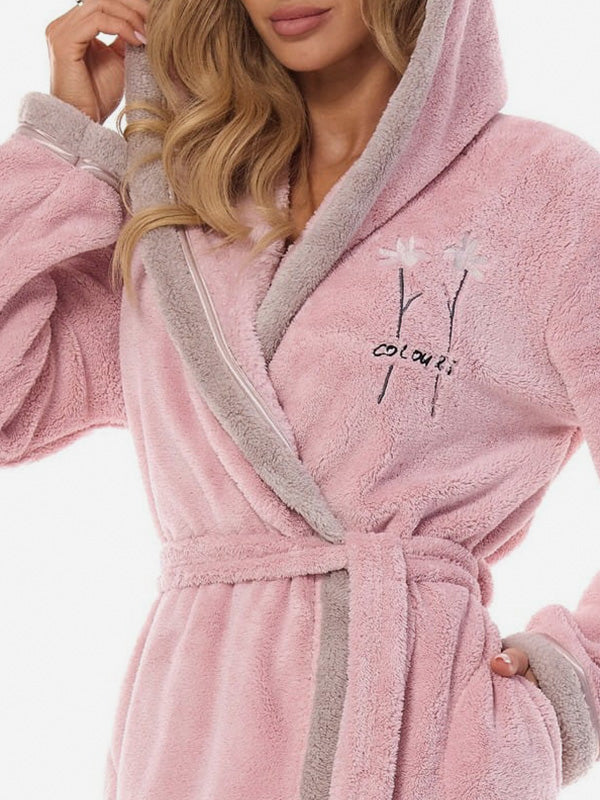 L&L Long Hooded Robe Tess Long Light Pink