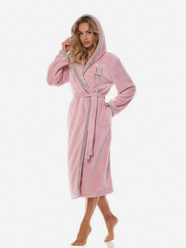L&L Long Hooded Robe Tess Long Light Pink