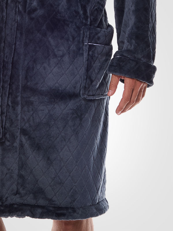 L&L узорчатый мужской халат "Ready Graphite Velour"