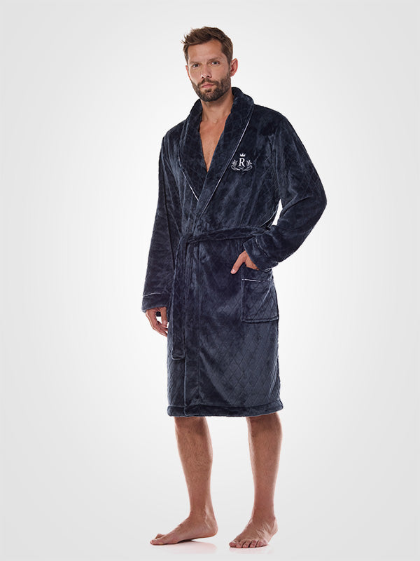 L&L узорчатый мужской халат "Ready Graphite Velour"