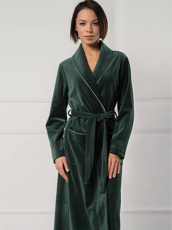 Belmanetti длинный хлопковый халат "Maria Olive Velour"