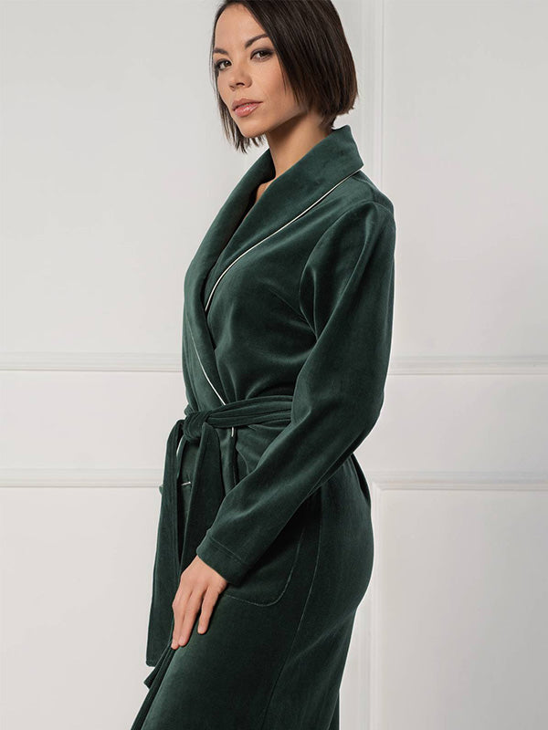 Belmanetti длинный хлопковый халат "Maria Olive Velour"