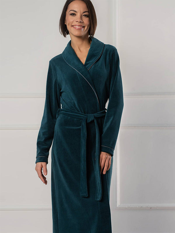 Belmanetti длинный хлопковый халат "Dora Green Velour"