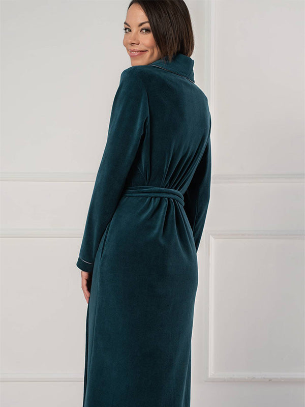 Belmanetti длинный хлопковый халат "Dora Green Velour"