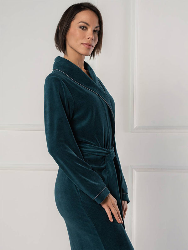 Belmanetti длинный хлопковый халат "Dora Green Velour"