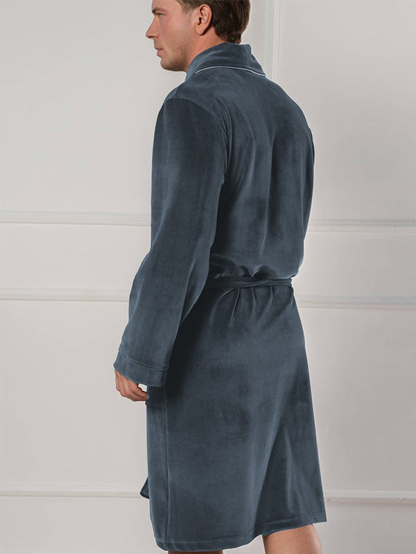 Belmanetti Men's Cotton Bathrobe Roberto Dark Grey Velour