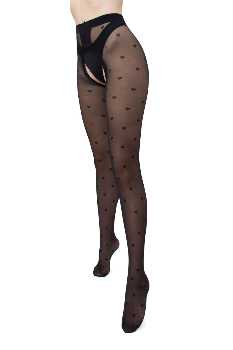 Giulia zeķbikses ar atvērtu kājstarpi "Intimo Fashion N.1 20 Den Black - Red"