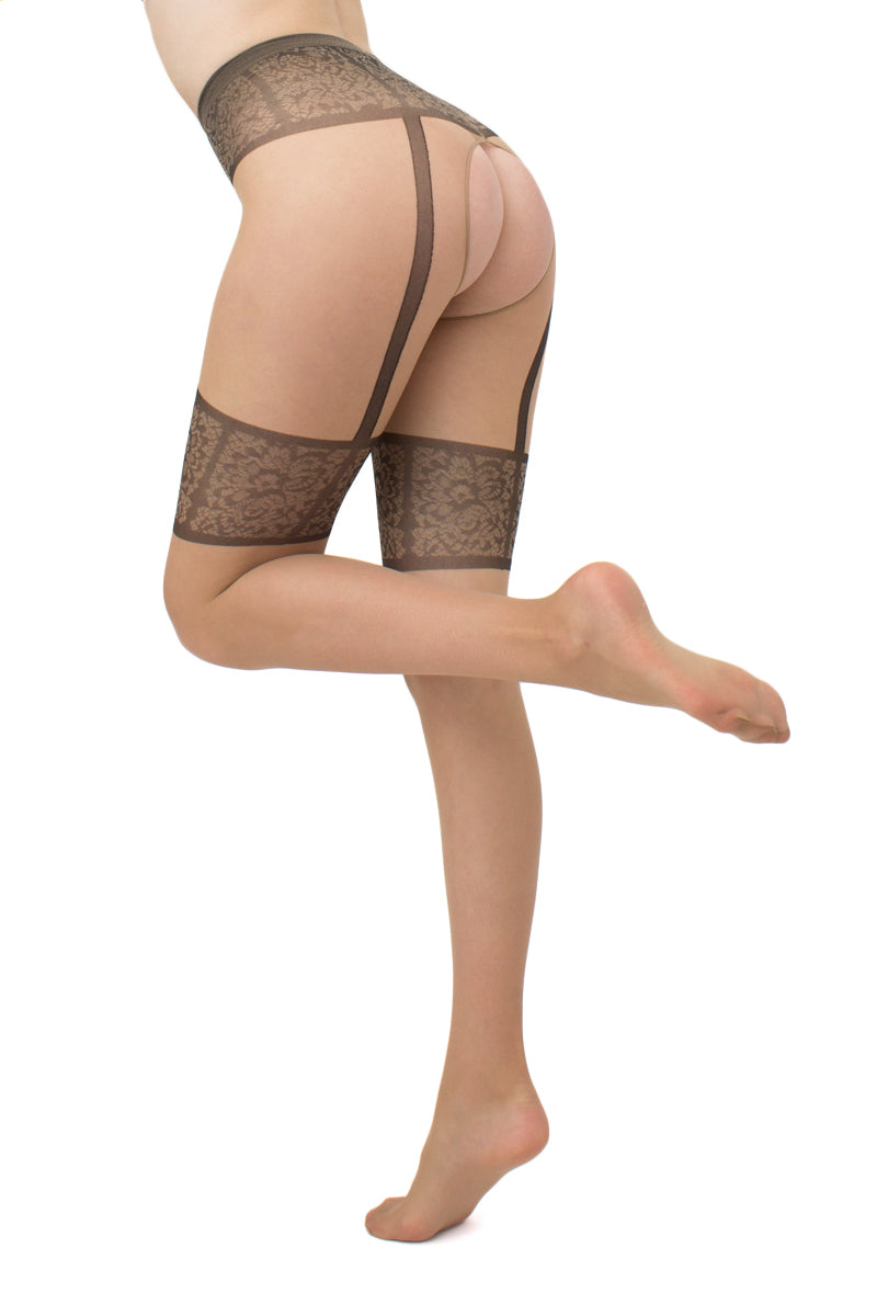 Giulia Open Crotch Tights Intimo Noir N.1 20 Den Daino - Black