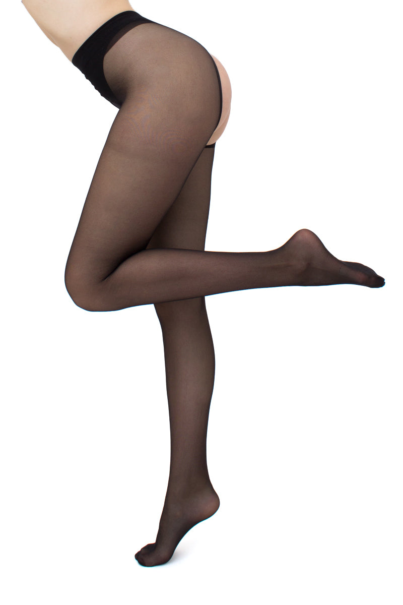 Giulia Open Crotch Tights Intimo Plus N.1 20 Den Nero