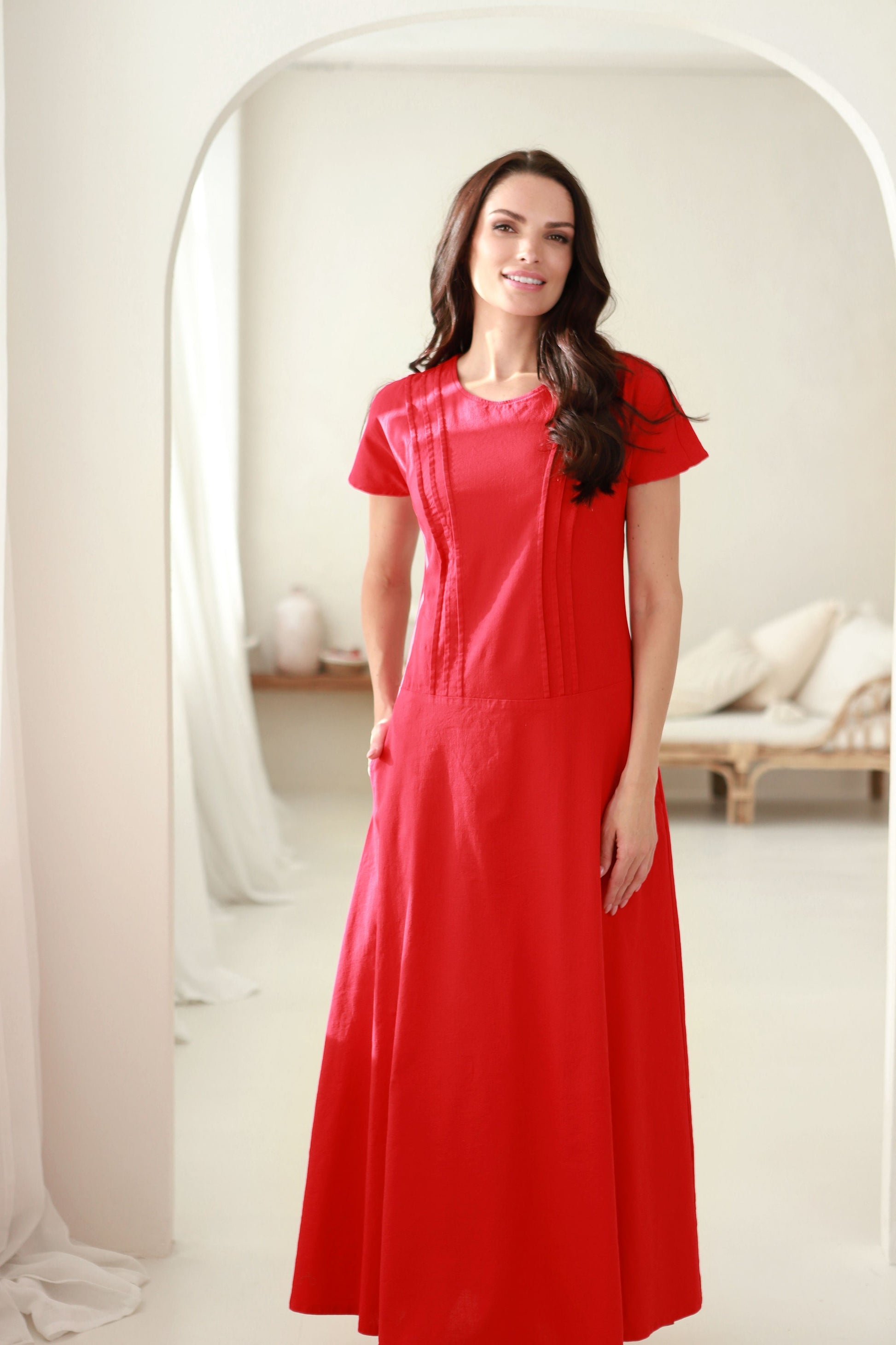 ilga lininė suknelė