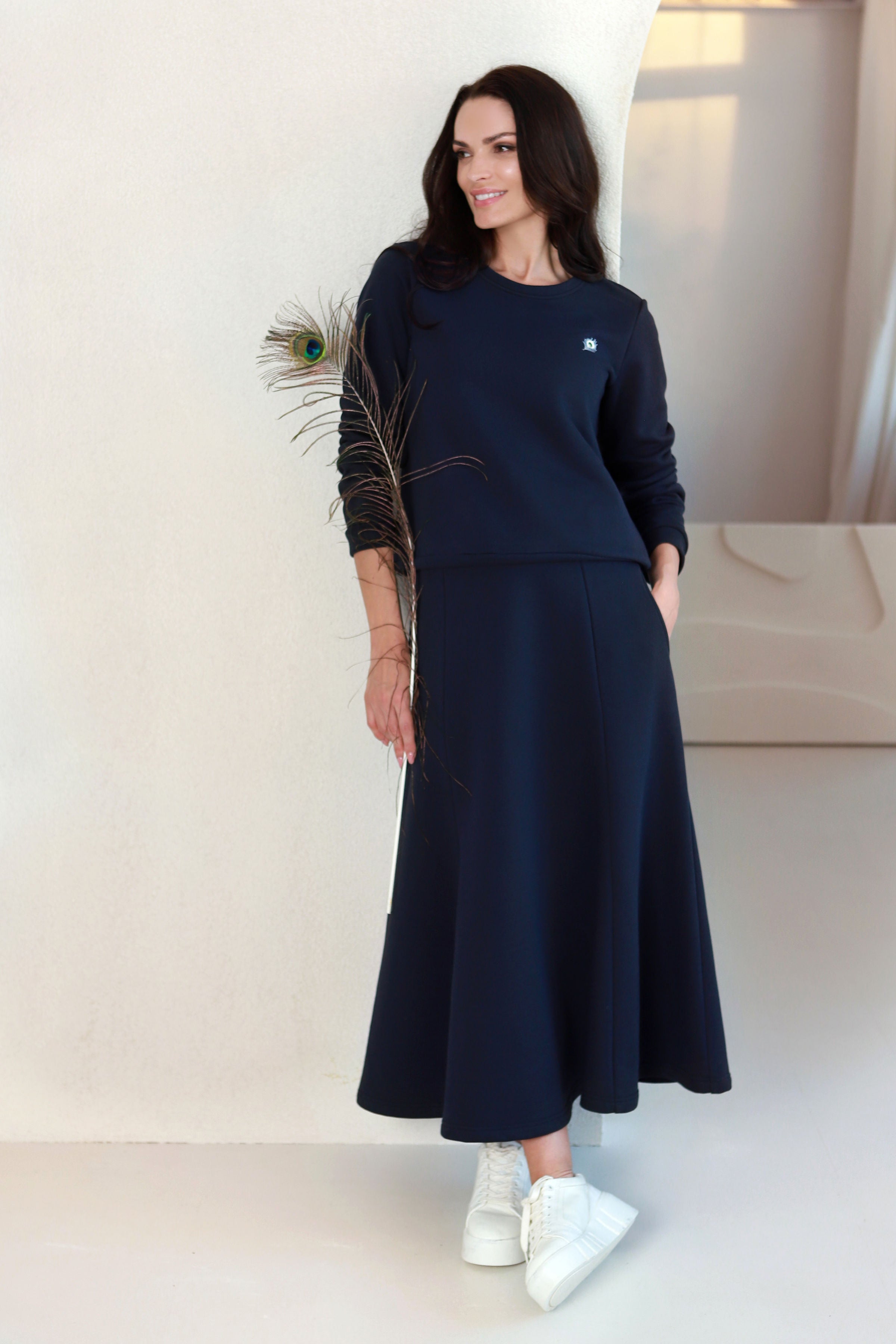 Lega длинная хлопковая юбка А-силуэта 