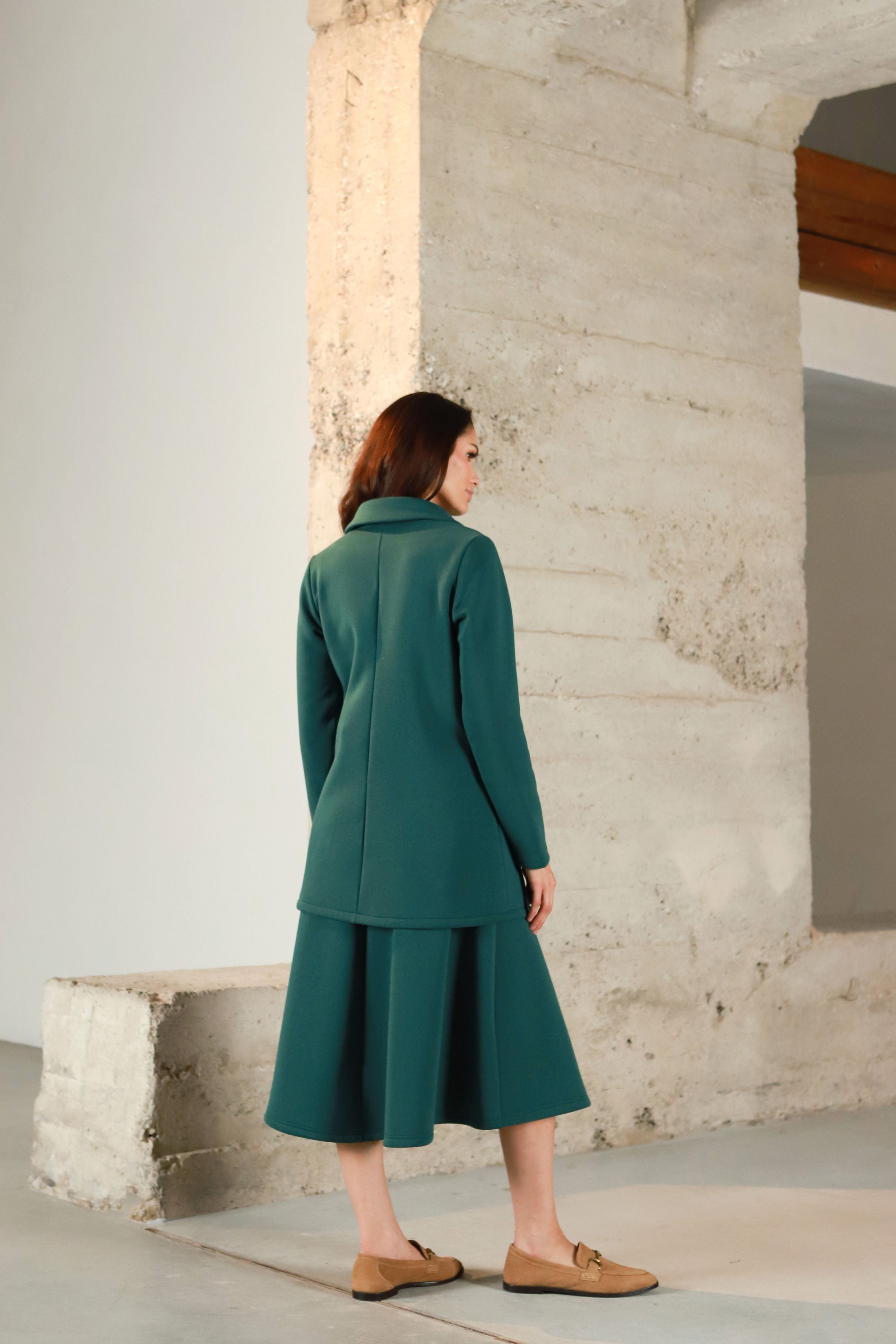 Lega jaka ar kažokādas oderi "Leonie Deep Green"