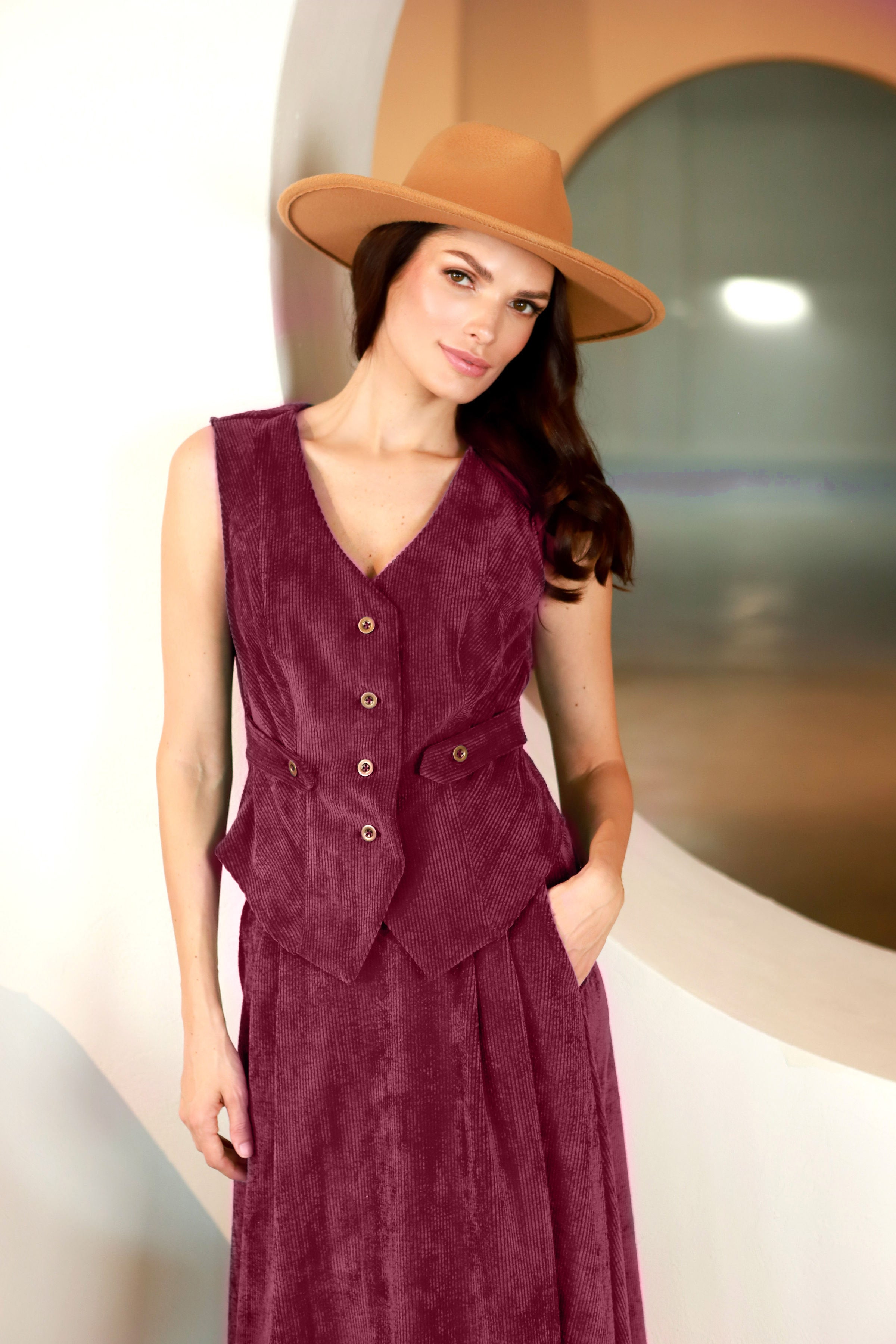 Lega Velvet Vest Siena Bordeaux