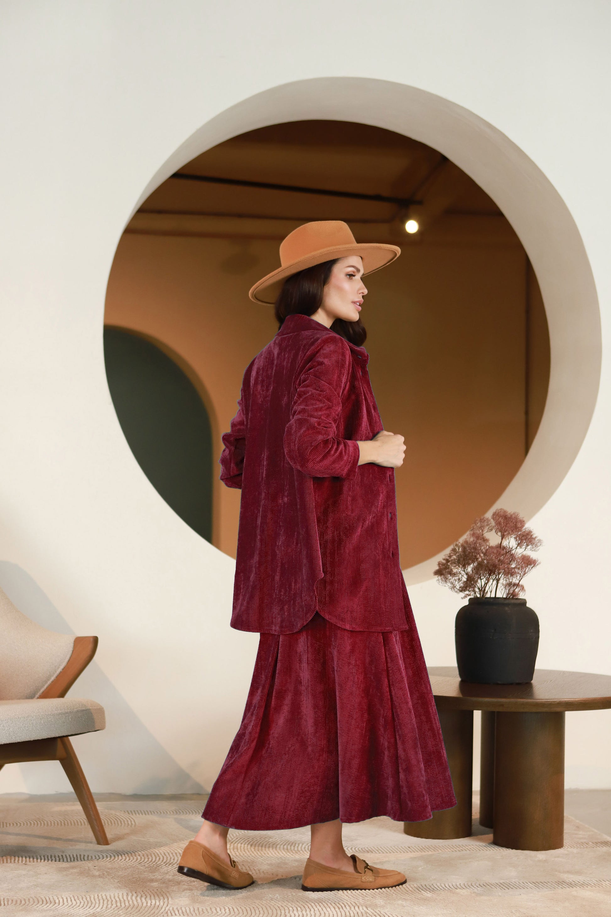 Bordo spalvos ilgas sijonas Lega Vendy