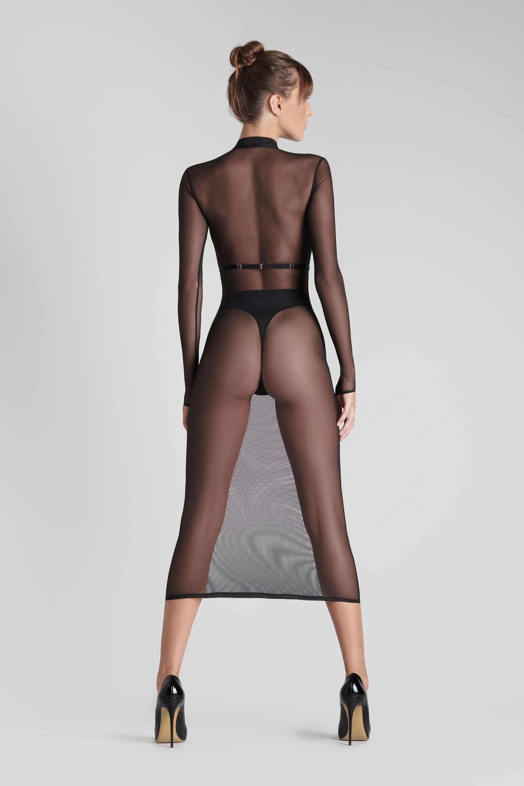 Maison Close прозрачное платье-миди с бретельками "Corps à Corps 2 Black"