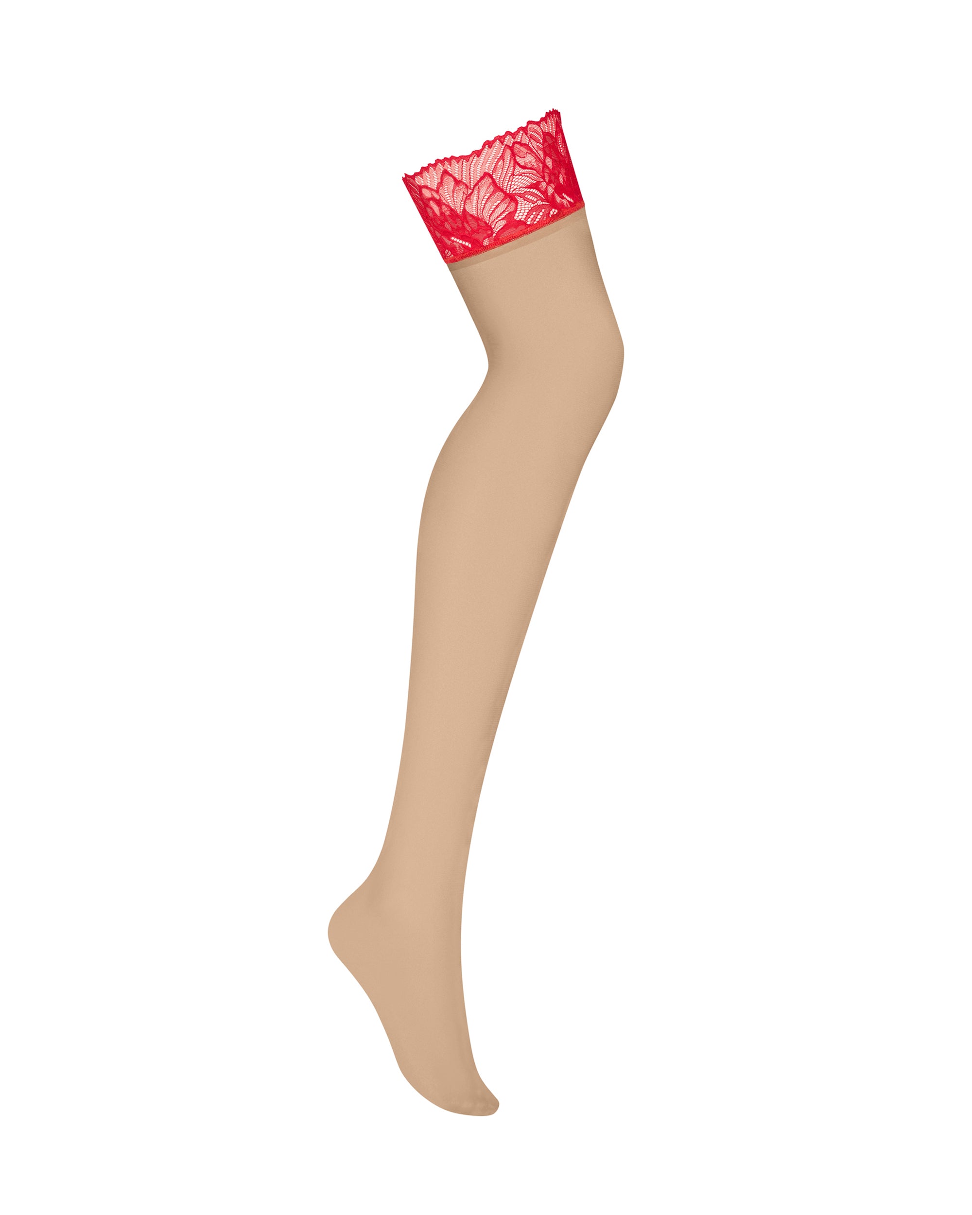 Obsessive Stockings With Lace Band Matildea Nude - Red