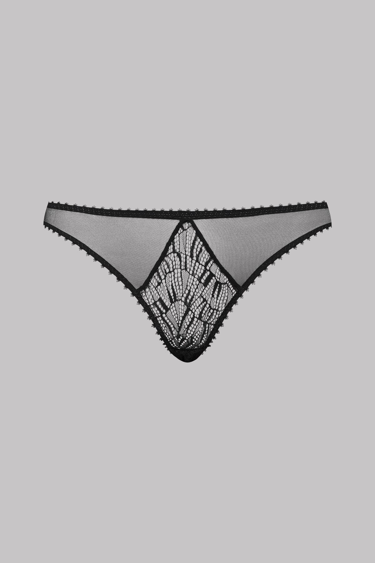 Maison Close прозрачные кружевные трусики "Accroche Coeur Black"