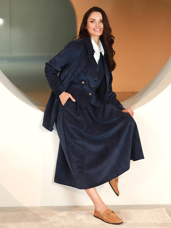 Lega gari samta svārki "Vendy Navy Velvet"