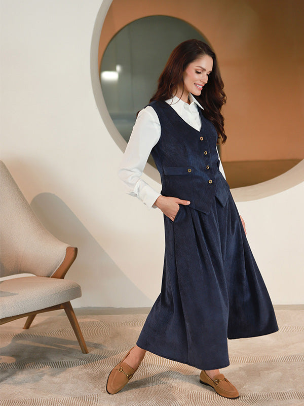 Lega gari samta svārki "Vendy Navy Velvet"