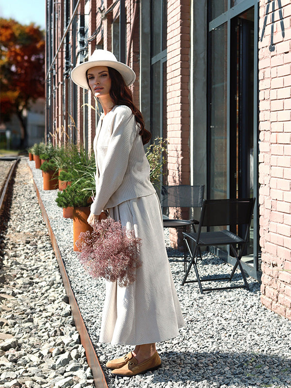 Lega Long Velvet Skirt Vendy Beige