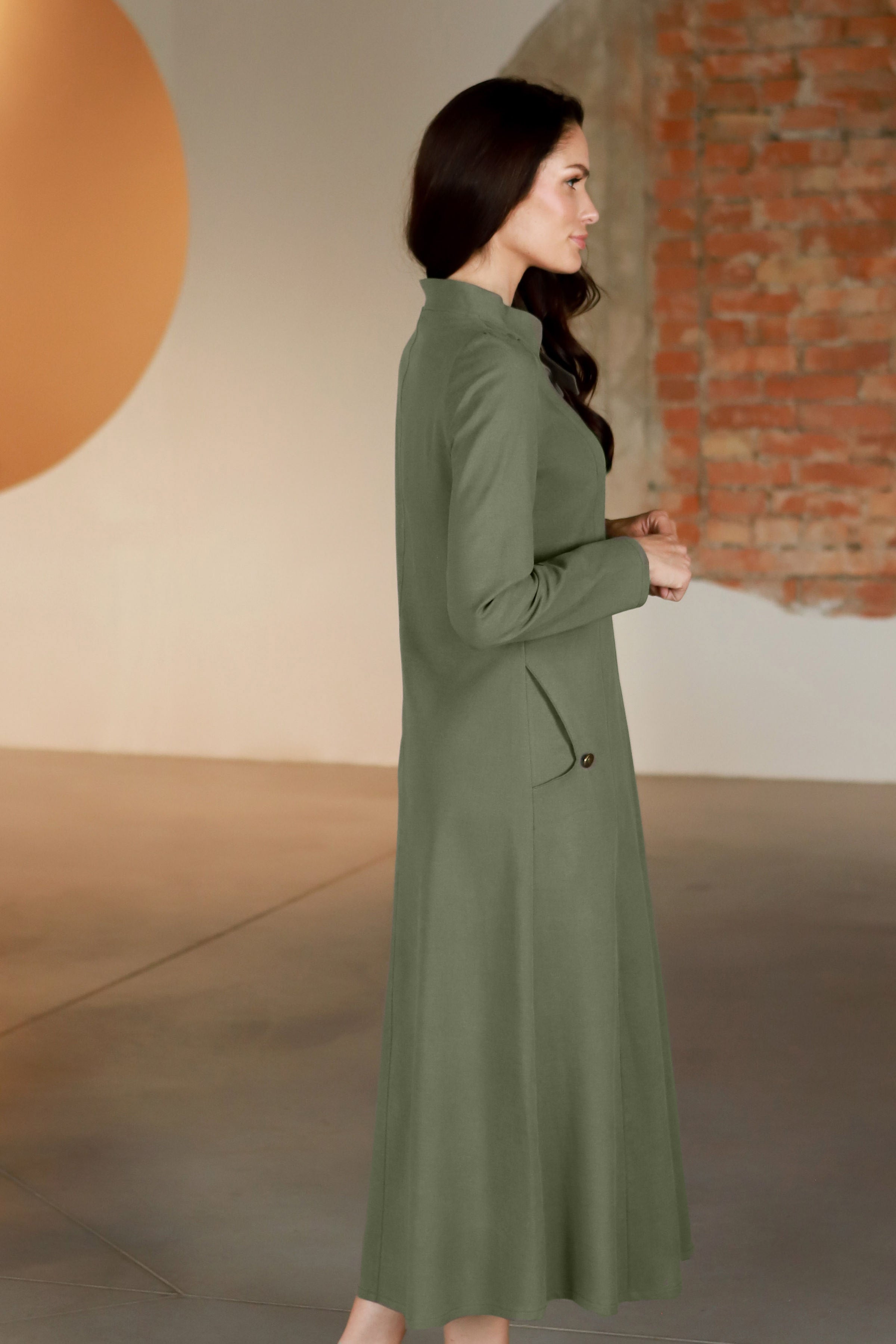 Lega midi kleita "Francesca Olive Grey"