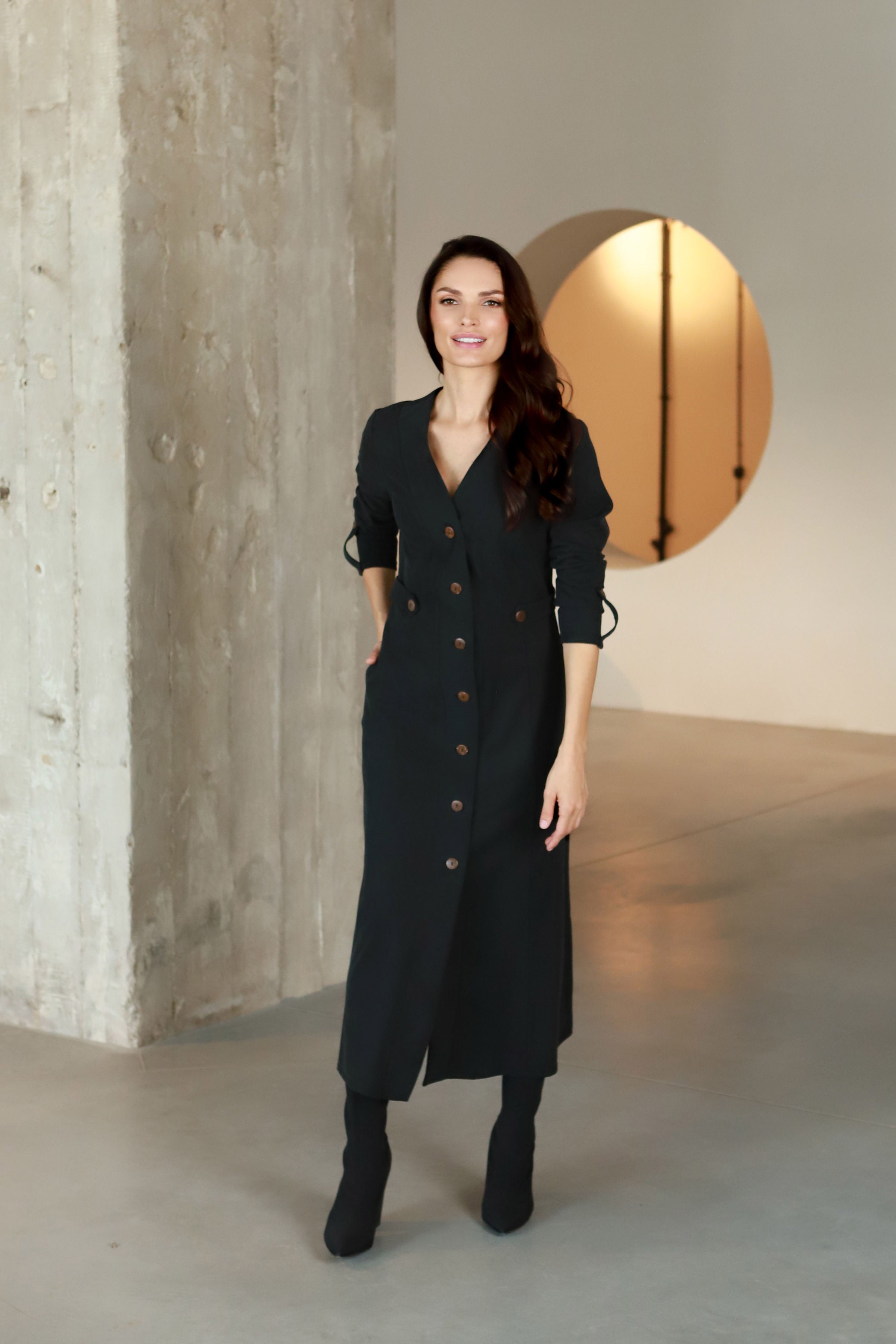 Lega midi kleita ar pogām "Ivana Graphite Black"