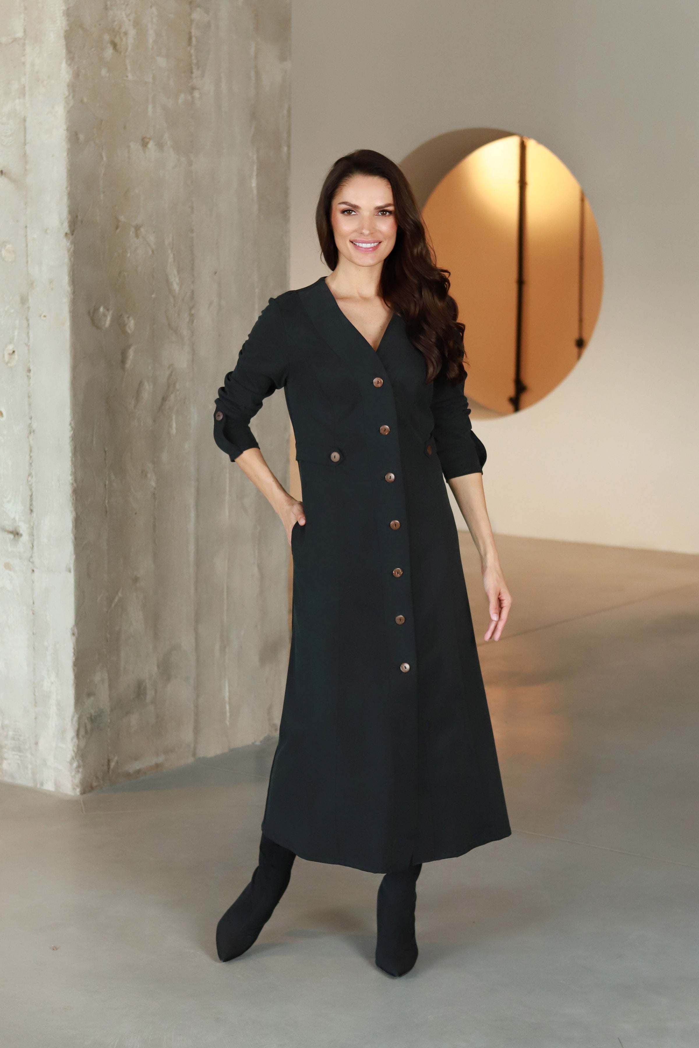 Lega midi kleita ar pogām "Ivana Graphite Black"