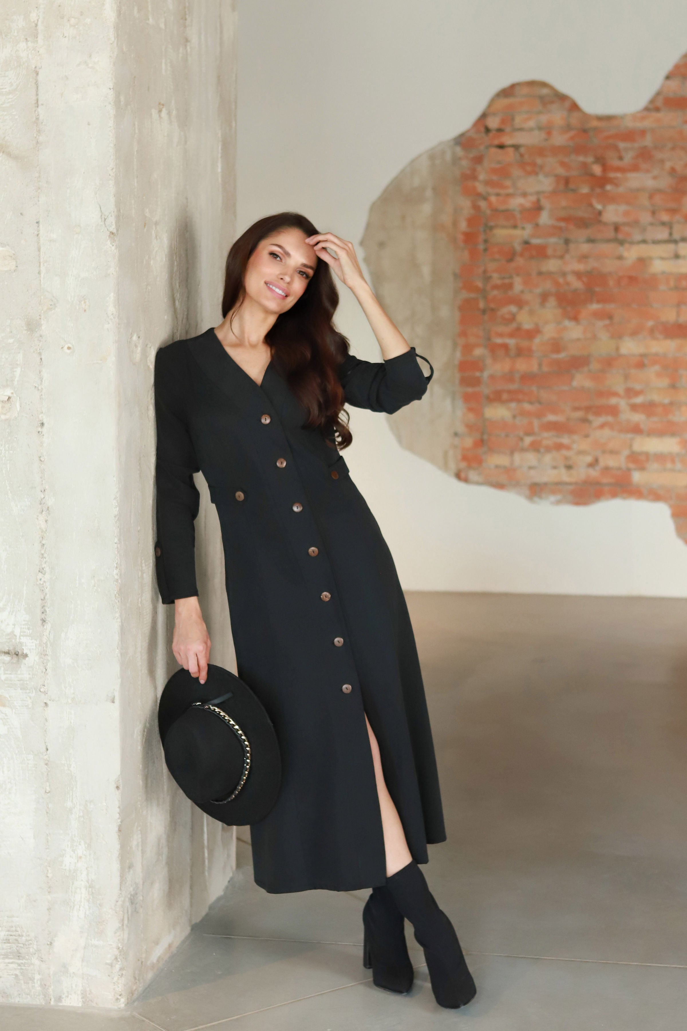 Lega midi kleita ar pogām "Ivana Graphite Black"
