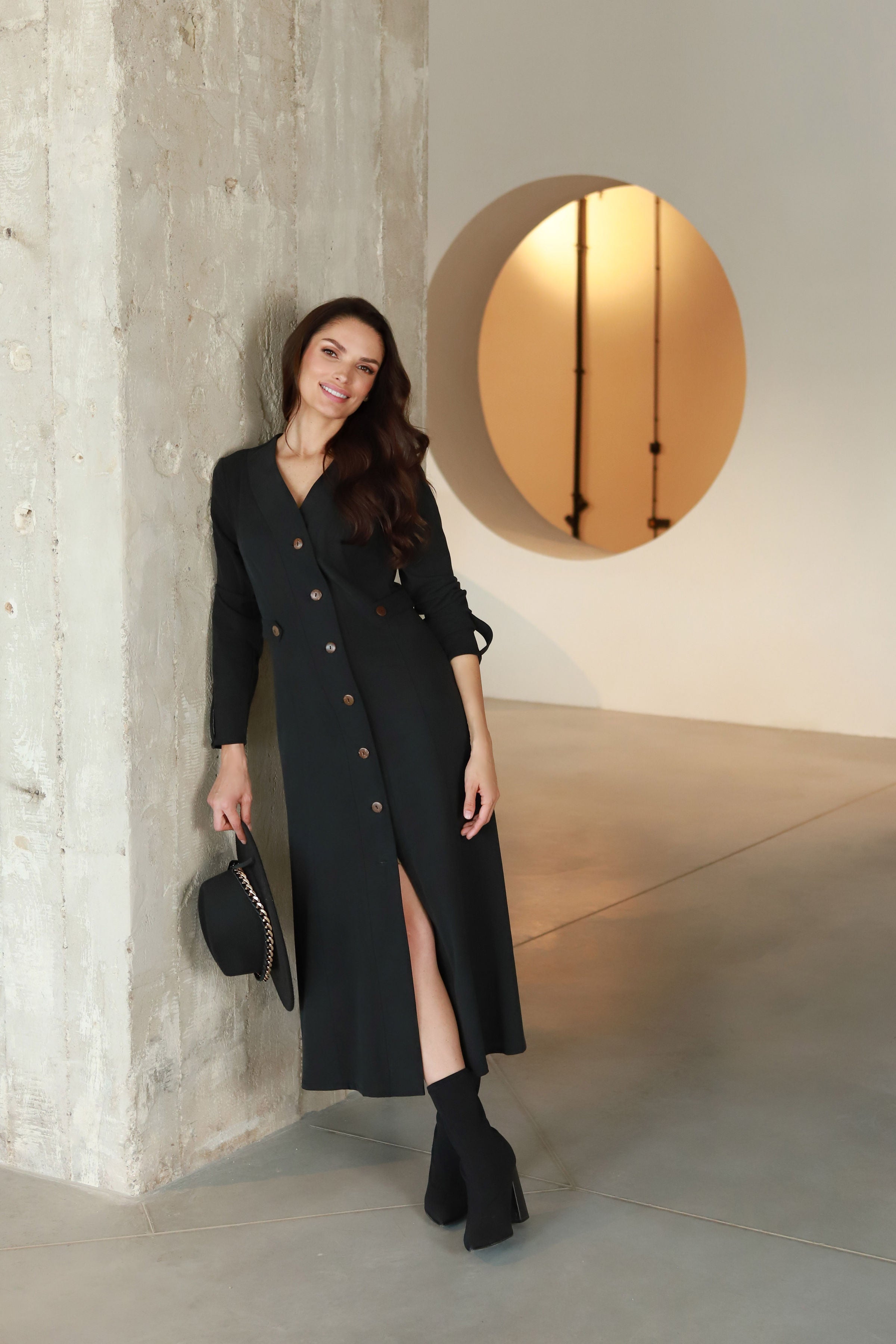 Lega midi kleita ar pogām "Ivana Graphite Black"