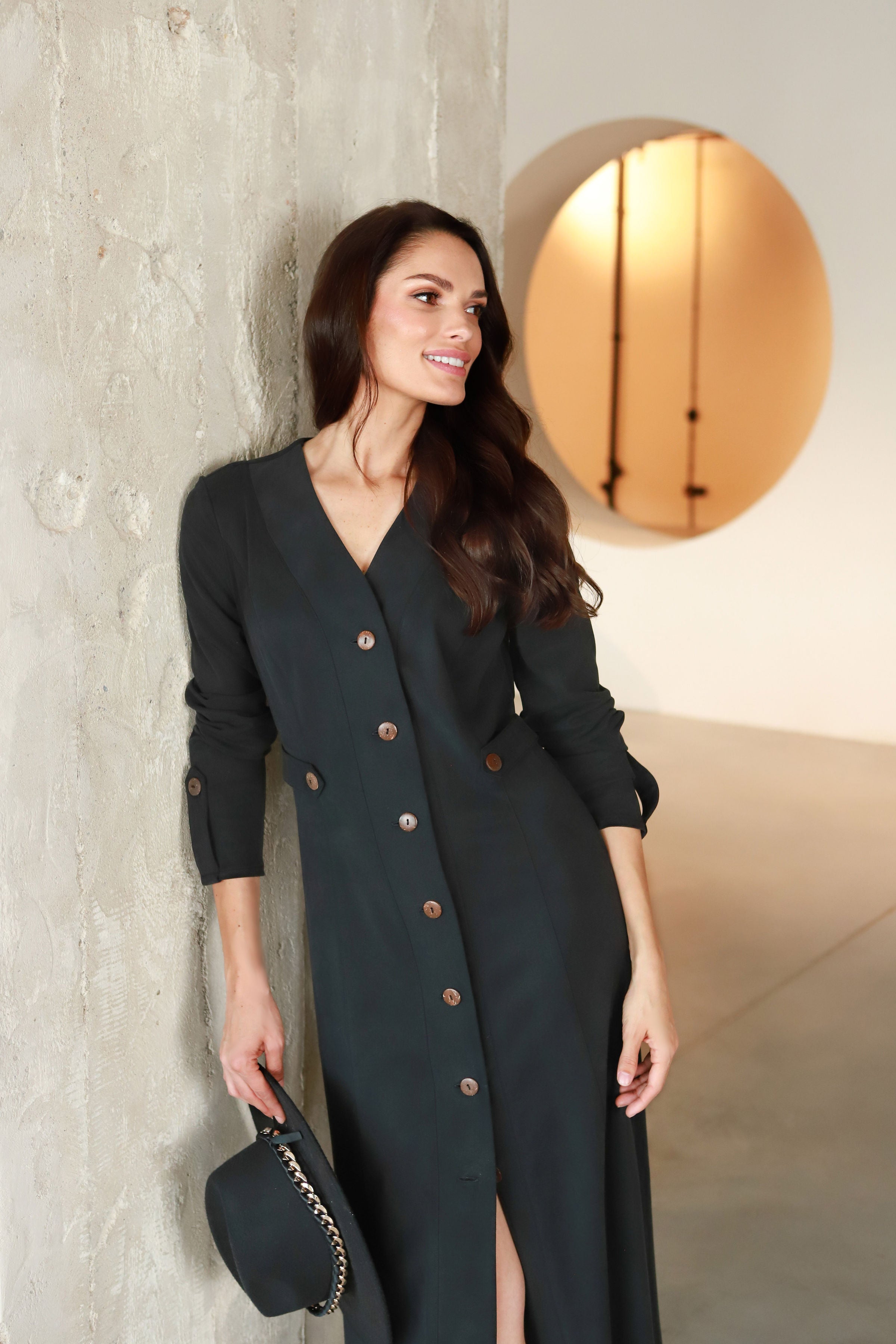 Lega midi kleita ar pogām "Ivana Graphite Black"