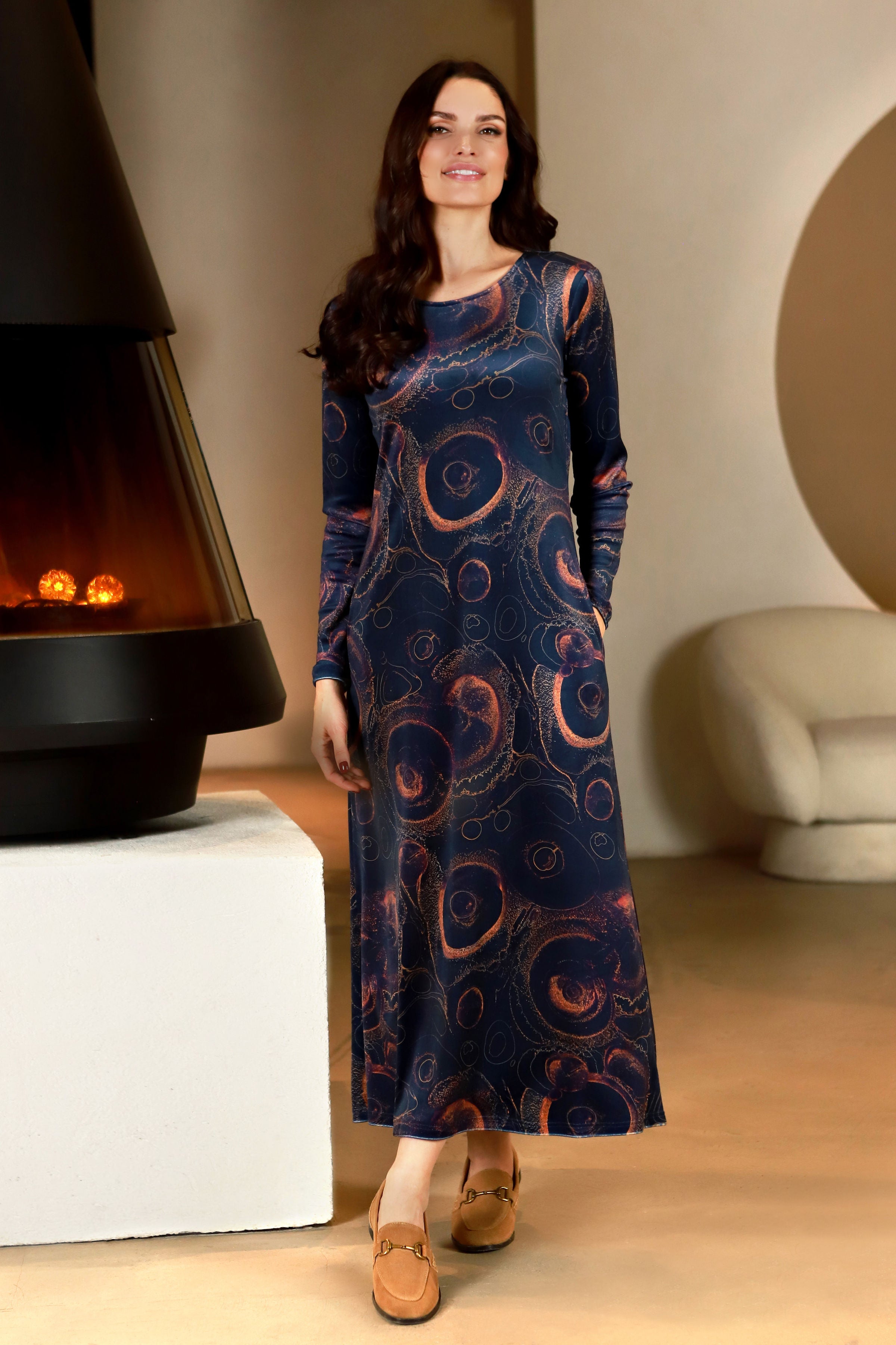 Lega длинное велюровое платье А-силуэта 