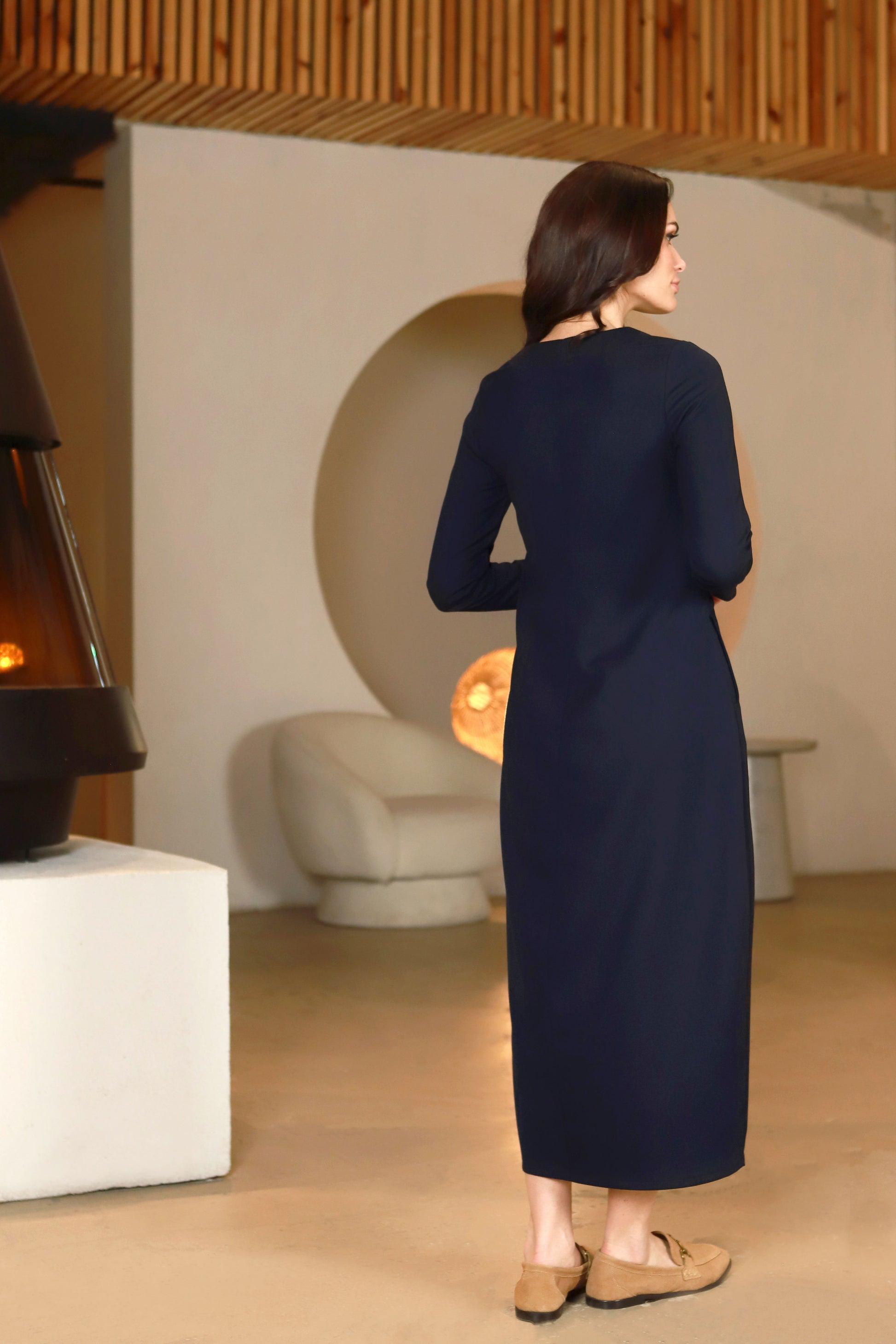 Tamsiai mėlyna ilga suknelė Lega Nora